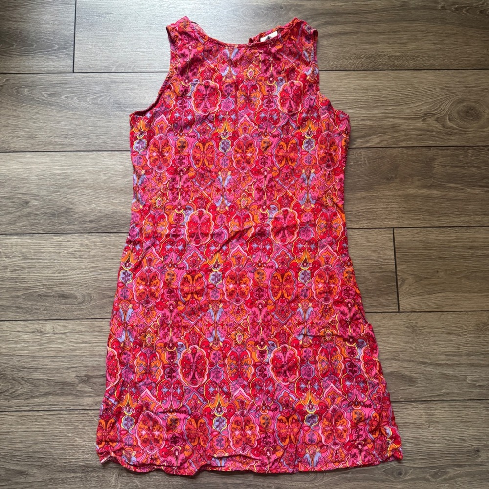 California Concepts Pink Orange Paisley Rayon Sleeveless Shift Dress Juniors 7/9
